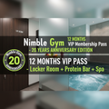 NimbLe Gym 12 Months VIP Membership Pass - Luxury Locker, Protein Bar & Spa Banner