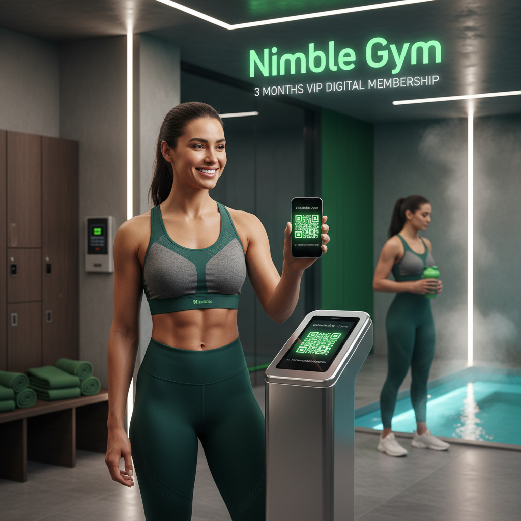 NimbLe Gym 3 Months VIP Pass - Lifestyle QR Scan, Locker & Spa
