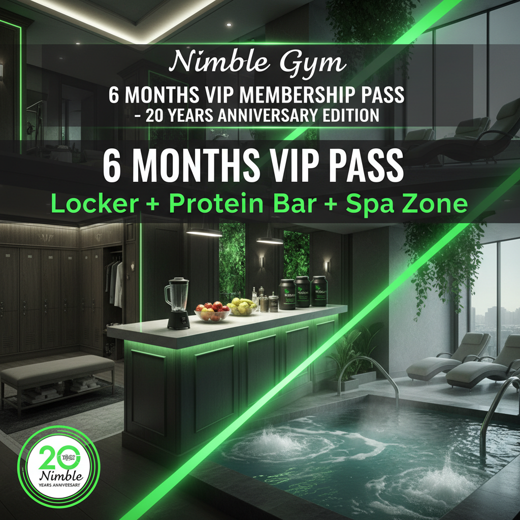 NimbLe Gym 6 Months VIP Pass - Luxury Locker, Protein Bar & Spa Zone Banner